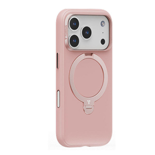 Torras Ostand Spin Silicon MagSafe Case for iPhone 17 Pro - Rain Mist Pink